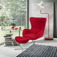 Flash Furniture ZB-WING-CH-OT-RED-FAB-GG Red Fabric Swivel Wing Chair and Ottoman Set